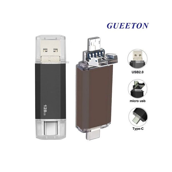 GUEETON 128GB OTG Usb Flash Drive Micro Usb Type C All In One Unit