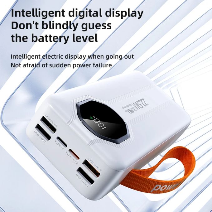 30000mAh Fast charging power bank large capacity portable fast charging powerbank with inbuilt charging cables for iphone and type C and universal charging ports