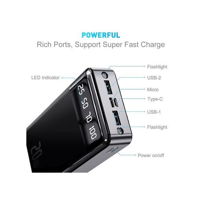 VIC 20000mAh Power Bank, Portable Charger Ultra Slim Fast Battery Pack