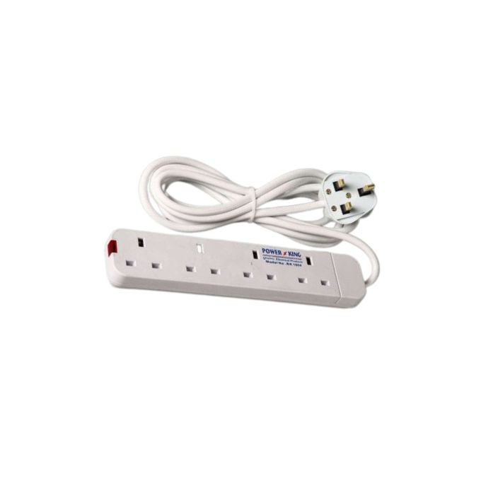 Power King Best 4 Way Power Extension With Long Cable - White