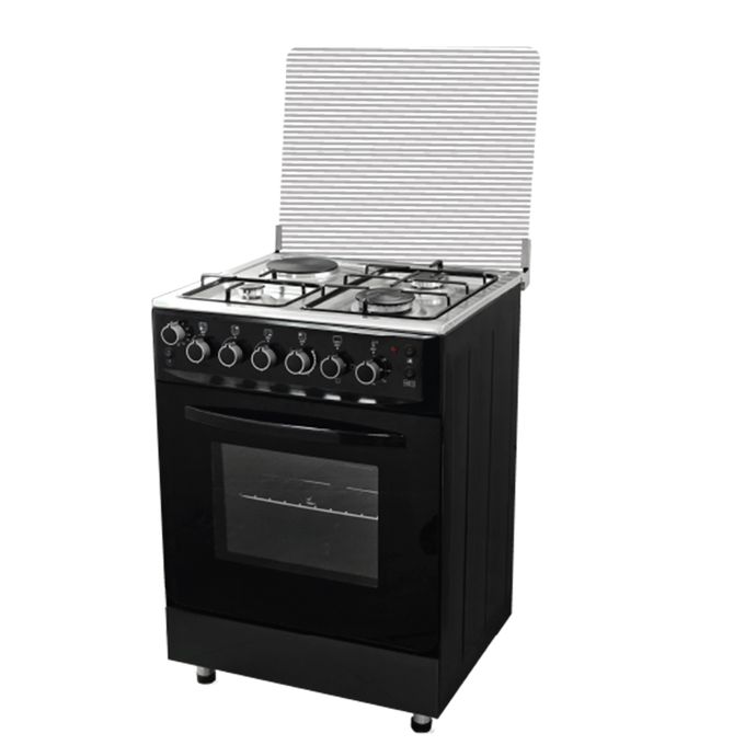Vision Plus 55X60cm 3Gas + 1 Electric Standing Cooker With Electric Oven, Black (2YRS WRTY)