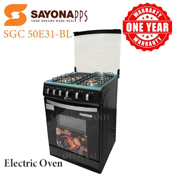 Sayona New Arrival SGC50E31-EO Free Standing Electric Gas Cooker, 50*55 Size With Electric Oven 3 Gas Burners And 1 Electric Plate Standing Gas Cookers