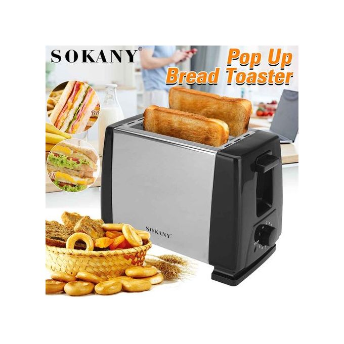 Sokany Classic 2 Slice Automatic Breakfast Bread Toaster- Non Stick