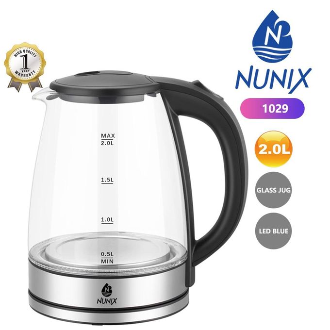 Nunix 2.0 L Electric Kettle Water Heater &amp; Boiler Jug- coil less- Glass jug