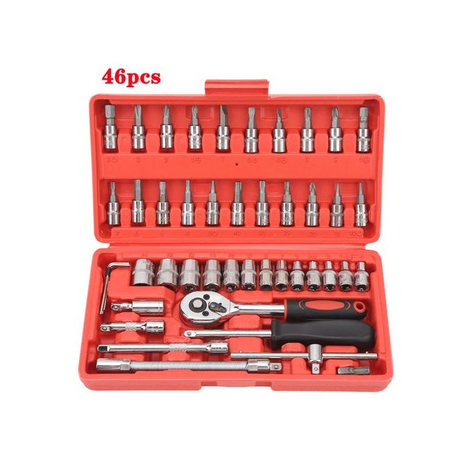46pcs Ratchet Wrench Socket Professional Auto Repair Combination Kit